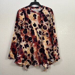 LOGO Lounge Jessie Asymmetric Tunic Top Moody Artsy Abstract Animal Print